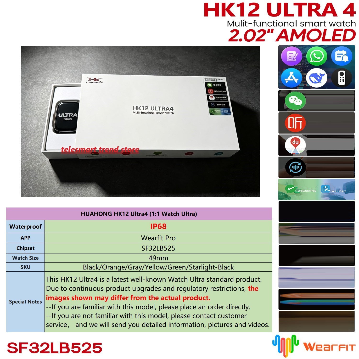 Nutrition Gym - Reloj Inteligente Huahong Amoled HK12 Ultra4,