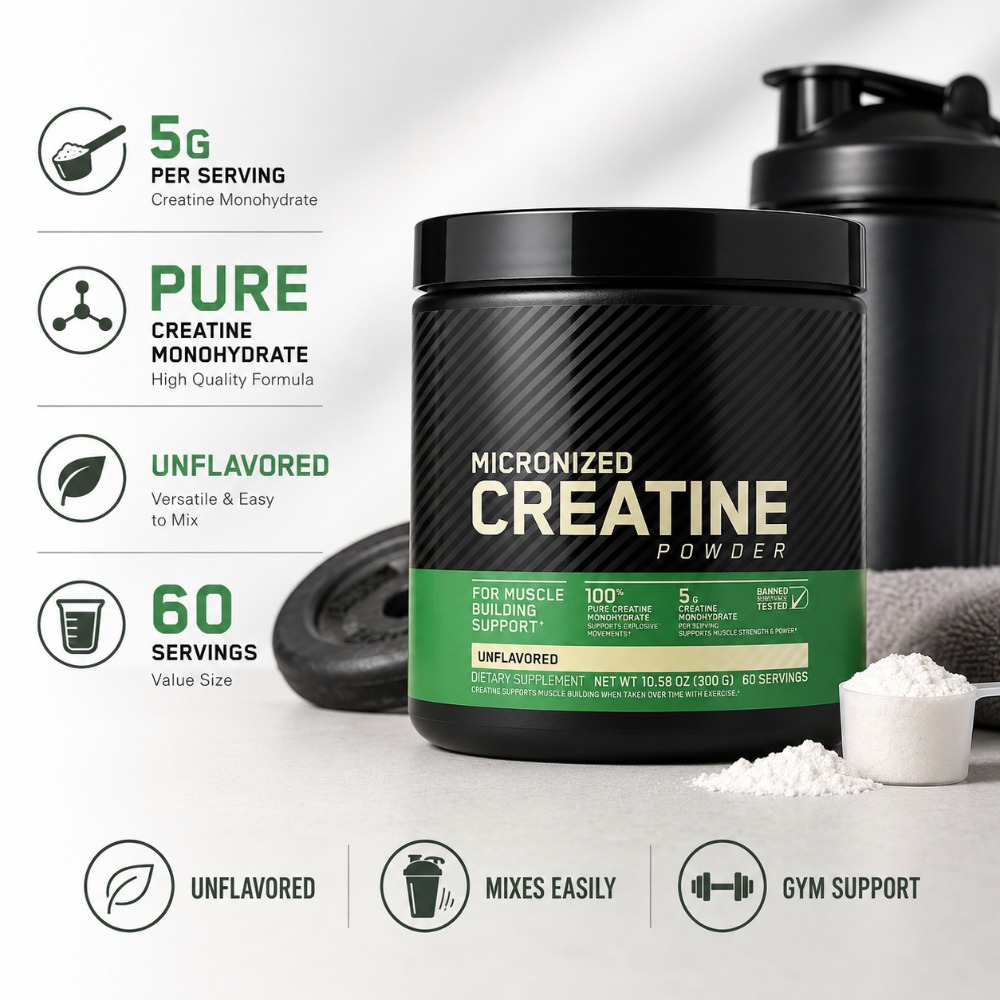 Nutrition Gym - Creatina Monohidrato en Polvo 300g, Apoyo