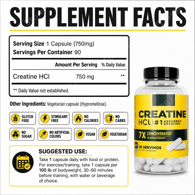 Creatina HCl 750mg 90 Cápsulas - Nutrition Of Fitness reseña y precio