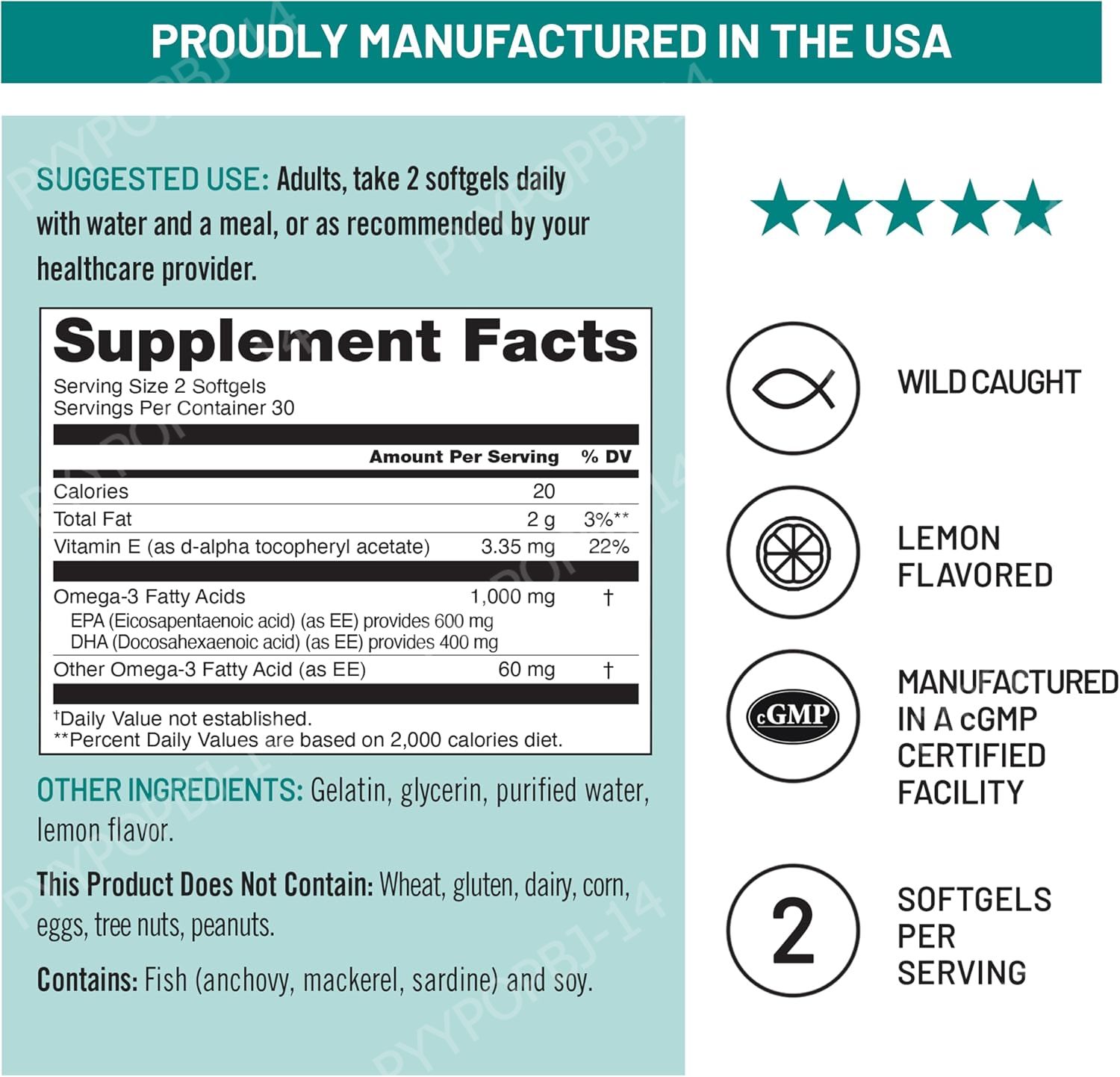 Aceite de Pescado Omega-3 1000 - Omega 3 Fish Oil reseña y precio